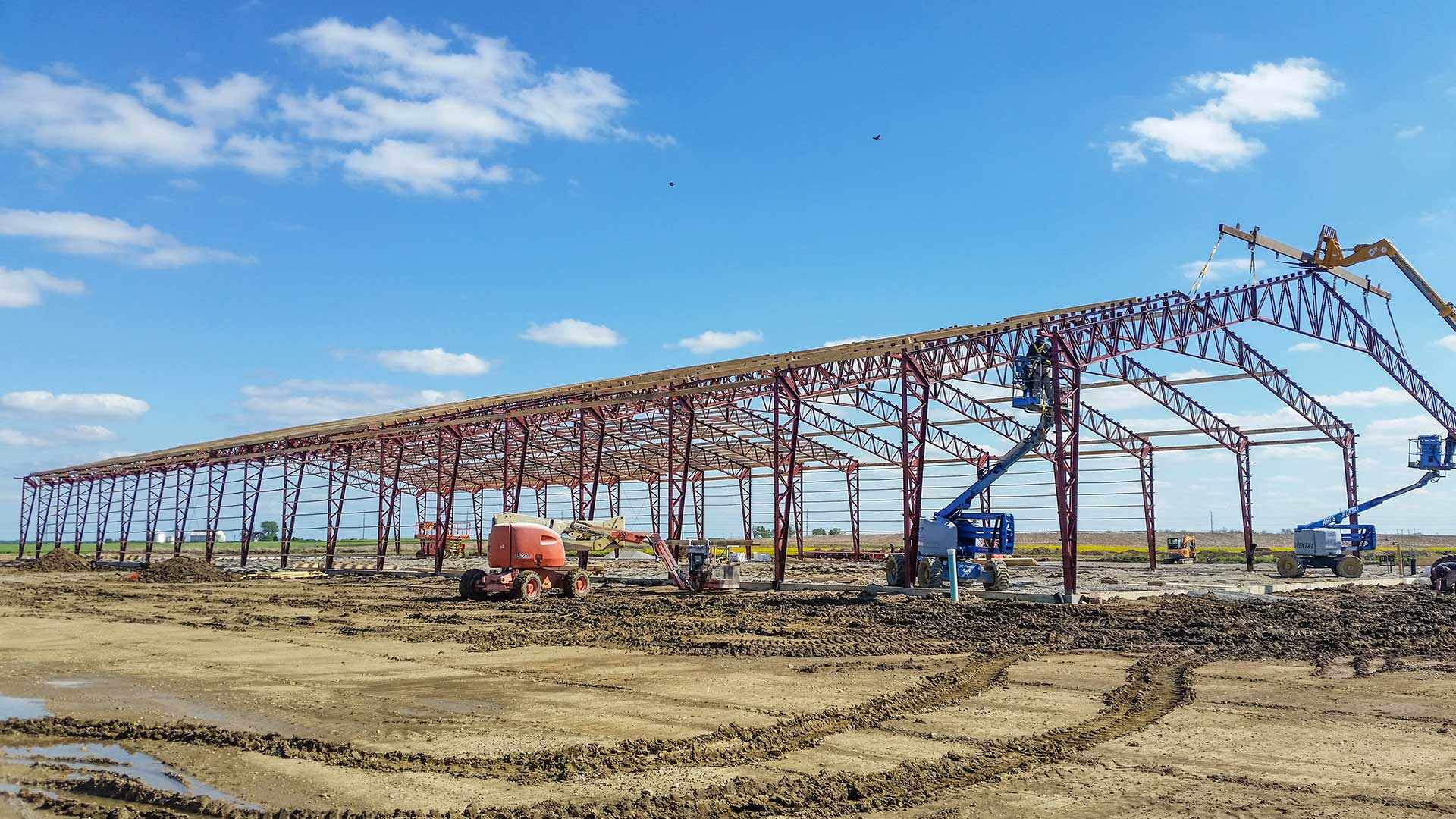 Steel-frame building under construction